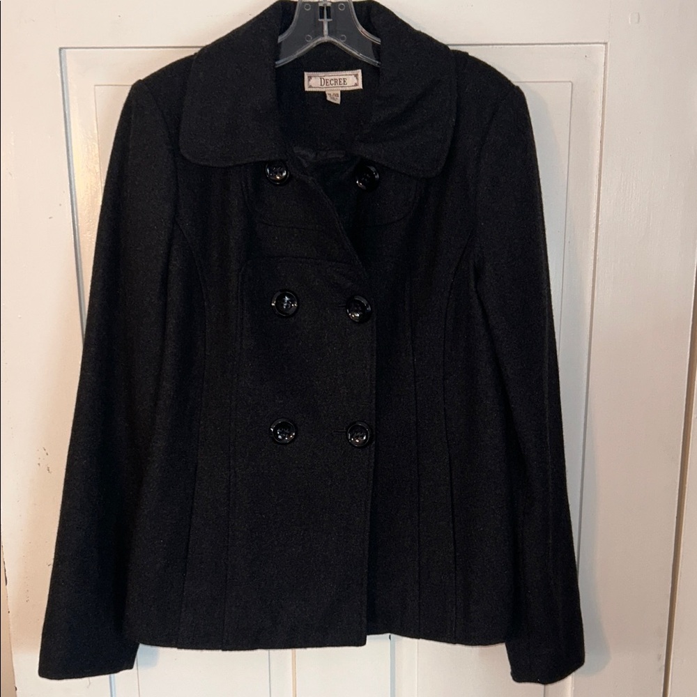 Decree Women’s Classic Peacoat Black XL Wool Blend Outerwear Preppy Heritage